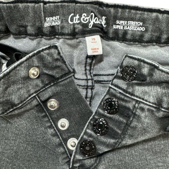 4Th July sequin Cat and Jack Girls Jeans Super Skinny Sz 10 Waist  Adjustable - Picture 4 of 10